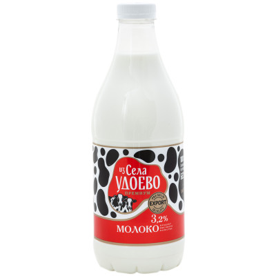 Молоко Из Села Удоево питьевое пастеризованное 3.2%, 1.35л