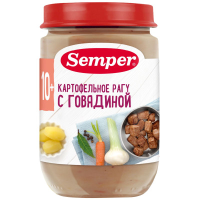 Пюре Semper Картофельное рагу с говядиной с 10 месяцев, 190г