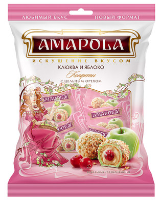 Конфеты вафельные Amapola с клюквой и вкусом яблока и корицы, 120г