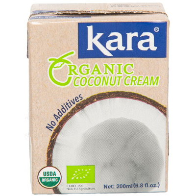 Органический кокосовый крем Кara Organic 24%, 200 мл