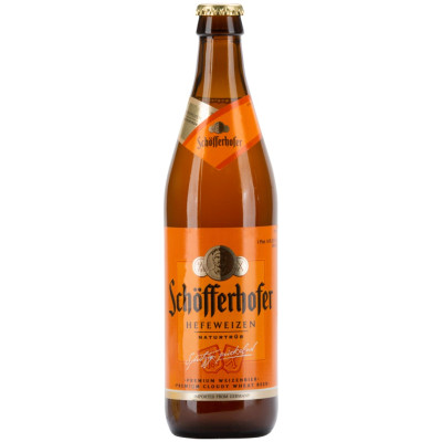 Пиво Schöfferhofer Хефевайзен светлое нефильтрованное пастеризованное 5%, 500мл