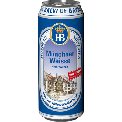 Пиво Hofbrau Мюнхнер вайссе светлое нефильтрованное 5.1%, 500мл