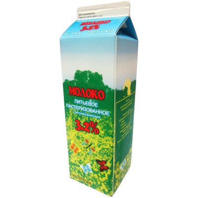 Молоко Шекснинский Маслозавод пастеризованное 3.2%, 970мл