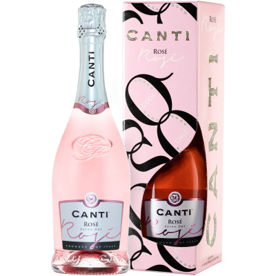 Вино Canti Розе игристое розовое сухое 11% в подарочной упаковке, 0.75л