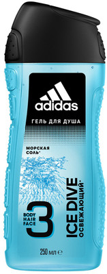 Гель Adidas для душа Ice Dive Body Hair Face мужской, 250мл