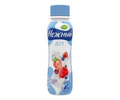 Напиток йогуртный Нежный с соком лесных ягод стерилизованный 0.1%, 285мл