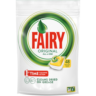 Капсулы Fairy All In One Лимон для посудомоечных машин, 48шт