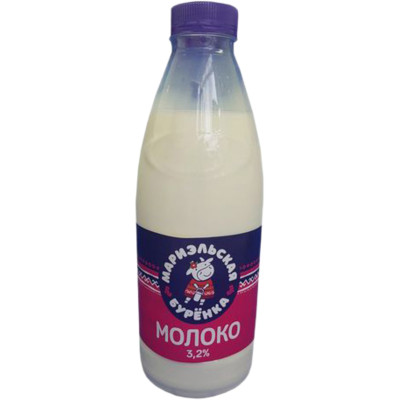 Молоко Мариэльская бурёнка пастеризованное 3.2%, 900мл
