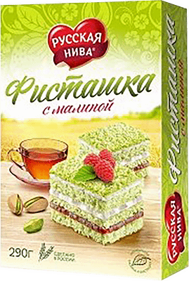 Торт Русская нива Фисташка с малиной, 290г