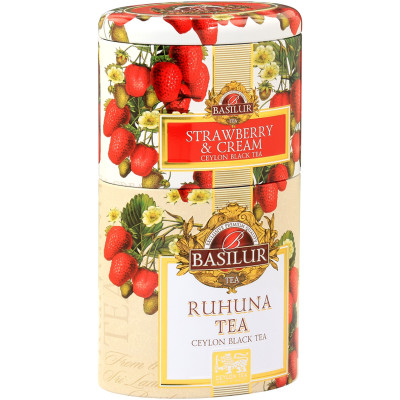 Чай Basilur Рухуну и клубника с кремом цветы и фрукты 2 в 1, 100г