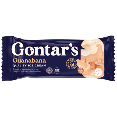 Мороженое GONTARS Гуанабана сливочное с гуанабаной в шоколадной глазури с растительным жиром эскимо 20%, 83г