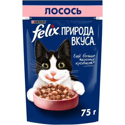 Корм Purina Felix Природа Вкуса с лососем в соусе для кошек, 75г