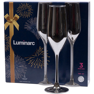 Набор бокалов Luminarc Селест для шампанского сияющий графит, 3x160мл