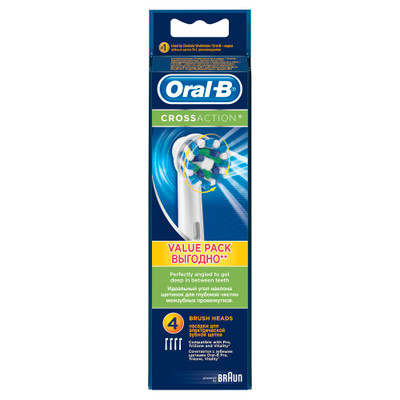 Сменные насадки для электрических зубных щеток Oral-B Cross Action для превосходной чистки, 4шт