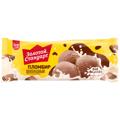 Мороженое Золотой стандарт Пломбир шоколадный 12%, 400г