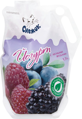Йогурт Снежок питьевой лесная ягода 1.5%, 900мл