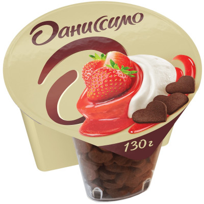 Йогурт Даниссомо Deluxe Клубничный Конфи с печеньем двухслойный 2.3%, 130г