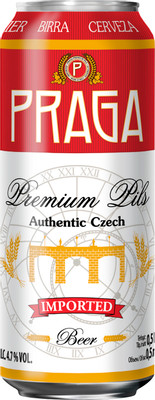 Пиво Praga Premium Pils светлое фильтрованное 4.7%, 500мл