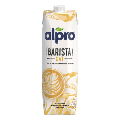 Напиток овсяный Alpro Barista Oat с пищевыми волокнами ультрапастеризованный, 1л
