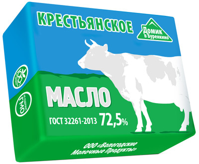 Масло сладкосливочное Домик В Бурёнкино Крестьянское несолёное 72.5%, 175г