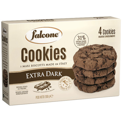 Печенье Falcone Cookies сахарное с тёмным шоколадом, 200г
