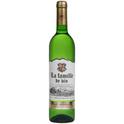 Вино La Femille De Vin белое полусладкое 11%, 700мл