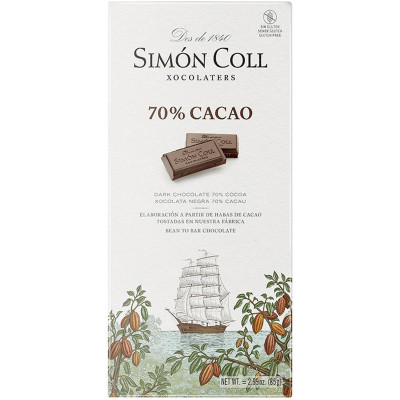 Шоколад горький Simon Coll какао 70%, 85г