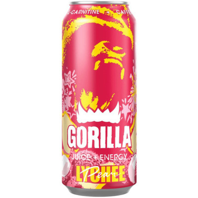 Напиток безалкогольный Gorilla личи-груша сильногазированный, 450мл