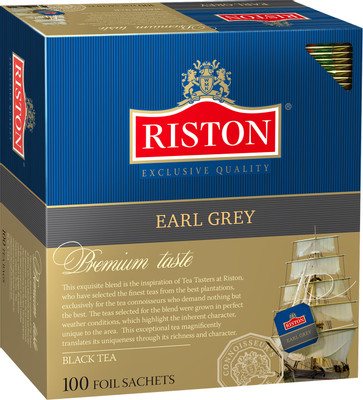 Чай Riston Эрл Грей чёрный с бергамотом в пакетиках, 100x1.5г