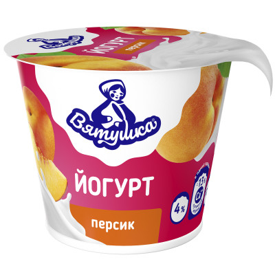 Йогурт Вятушка персик с натуральными фруктами 4%, 125г