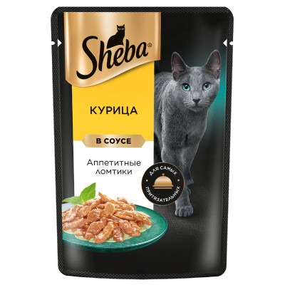 Влажный корм Sheba для кошек Ломтики в соусе с курицей, 75г