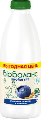 Биойогурт Bio Баланс обогащённый черника-злаки 1%, 900мл