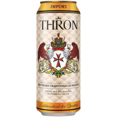 Пиво Thron Weizen светлое нефильтрованное 4.9%, 500мл