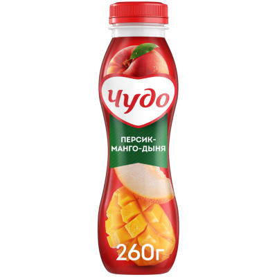 Йогурт фруктовый Чудо персик-манго-дыня 1.9%, 260мл