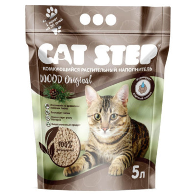 Наполнитель для кошачьего туалета Cat Step Wood Original растительный, 5л