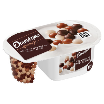 Йогурт Даниссимо Фантазия с хрустящими шоколадными шариками 6.9%, 105г