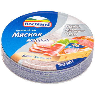 Сыр плавленый Hochland Ассорти Мясное 55%, 140г