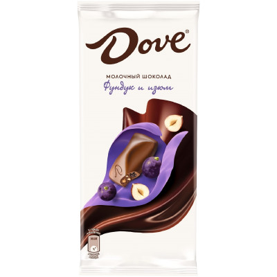 Шоколад Dove с изюмом и дробленым орехом, 90г