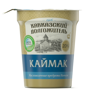 Продукт кисломолочный Кавказский долгожитель Каймак 20%, 350мл