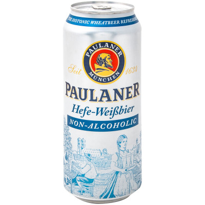 Пиво безалкогольное Paulaner Хефе-Вайссбир светлое нефильтрованное 0.5%, 500мл