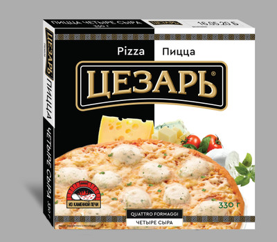 Пицца Цезарь 4 сыра полуфабрикат замороженная, 330г