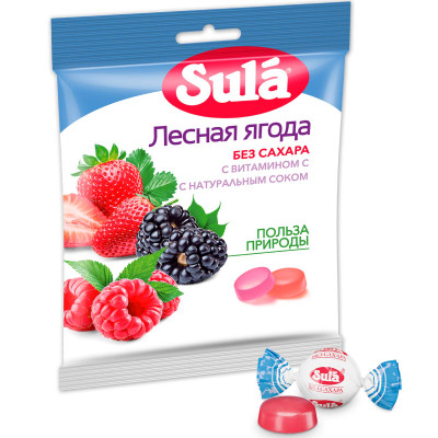 Карамель Sula лесная ягода без сахара, 60г