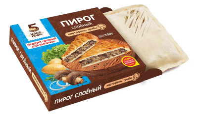 Пирог Хлебпром слоёный с грибами и картофелем замороженный, 700г