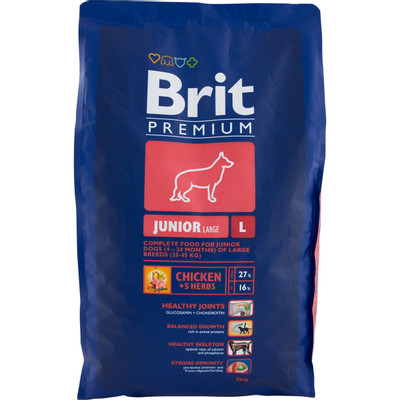 Корм Brit Premium Junior L для молодых собак, 3кг