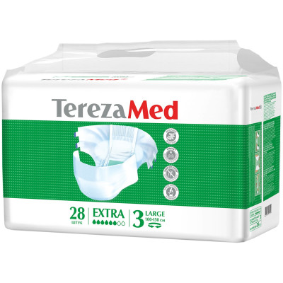 Подгузники TerezaMed одноразовые впитывающие для больных с недержанием Large Extra, 28шт