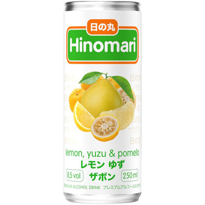 Напиток виноградосодержащий Hinomari юдзу-помело газированный сладкий 8.5%, 250мл