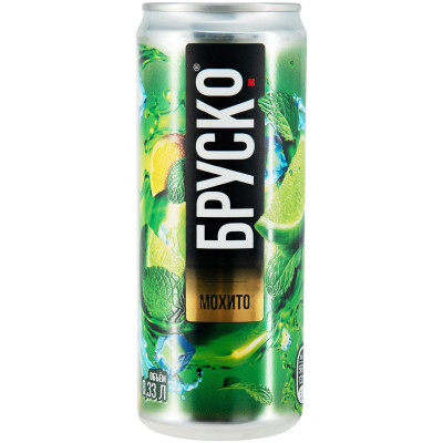 Напиток Бруско со вкусом Мохито безалкогольный сильногазированный, 330мл