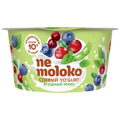 Продукт соевый Nemoloko Yogurt ягодный микс обогащённый для детского питания, 130г