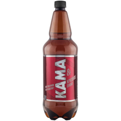 Пиво Кама светлое фильтрованное пастеризованное 8%, 1.3л