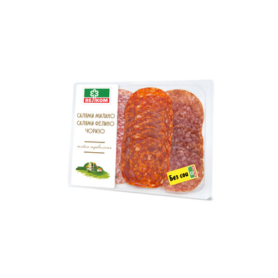 Салями сыровяленые Велком Милано-Чоризо-Фелино в нарезке, 150г